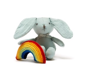 teal bunny with rainbow